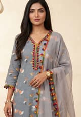 Emerald Forest Handcrafted Chikankari Kurti (No. 013) — Secondary Angle