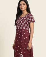 Peacock Teal Handcrafted Chikankari Kurti (No. 039) — Secondary Angle