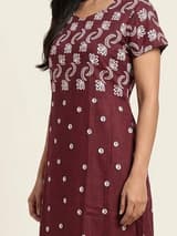 Peacock Teal Handcrafted Chikankari Kurti (No. 039) — Artisanal Detail View