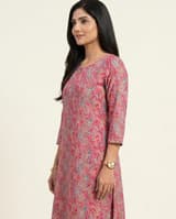Rani Fuchsia Handcrafted Chikankari Kurti (No. 042) — Secondary Angle