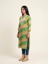 Emerald Forest Handcrafted Chikankari Kurti (No. 043) — Primary Hero View