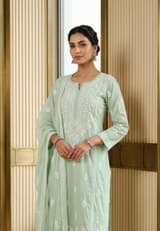 Ivory Pearl Handcrafted Chikankari Kurti (No. 046) — Secondary Angle