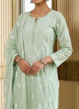 Ivory Pearl Handcrafted Chikankari Kurti (No. 046) — Artisanal Detail View
