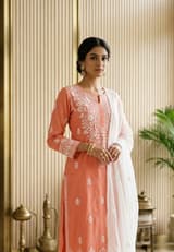 Indigo Blue Handcrafted Chikankari Kurti (No. 047) — Secondary Angle