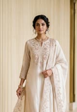 Indigo Blue Handcrafted Chikankari Kurti (No. 057) — Secondary Angle