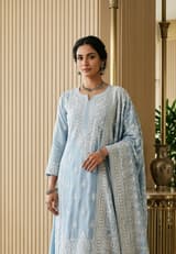 Royal Sapphire Handcrafted Chikankari Kurti (No. 060) — Secondary Angle
