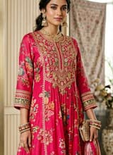 Crimson Red Handcrafted Chikankari Kurti (No. 068) — Artisanal Detail View