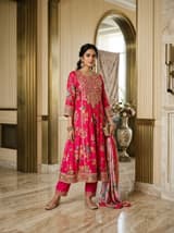 Crimson Red Handcrafted Chikankari Kurti (No. 068) — Primary Hero View