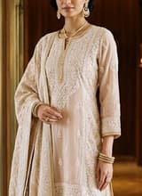 Peacock Teal Handcrafted Chikankari Kurti (No. 069) — Artisanal Detail View