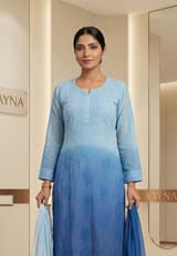 Royal Sapphire Handcrafted Chikankari Kurti (No. 070) — Secondary Angle