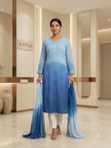 Royal Sapphire Handcrafted Chikankari Kurti (No. 070) — Primary Hero View
