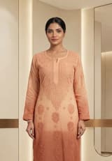 Ochre Mustard Handcrafted Chikankari Kurti (No. 071) — Secondary Angle