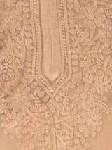 Ochre Mustard Handcrafted Chikankari Kurti (No. 071) — Artisanal Detail View