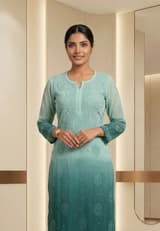 Rani Fuchsia Handcrafted Chikankari Kurti (No. 072) — Secondary Angle