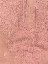 Plum Wine Handcrafted Chikankari Kurti (No. 075) — Artisanal Detail View