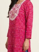 Indigo Blue Handcrafted Chikankari Kurti (No. 077) — Artisanal Detail View