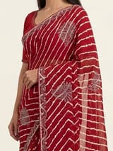 Crimson Red Handcrafted Chikankari Kurti (No. 078) — Artisanal Detail View