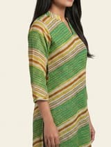 Ochre Mustard Handcrafted Chikankari Kurti (No. 081) — Artisanal Detail View