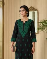 Ivory Pearl Handcrafted Chikankari Kurti (No. 086) — Secondary Angle