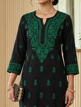 Ivory Pearl Handcrafted Chikankari Kurti (No. 086) — Artisanal Detail View