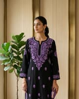 Crimson Red Handcrafted Chikankari Kurti (No. 088) — Secondary Angle