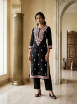 Peacock Teal Handcrafted Chikankari Kurti (No. 089) — Primary Hero View