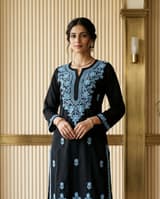 Ochre Mustard Handcrafted Chikankari Kurti (No. 091) — Secondary Angle