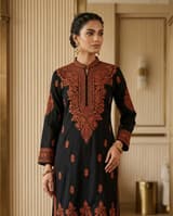 Powder Coral Handcrafted Chikankari Kurti (No. 094) — Secondary Angle