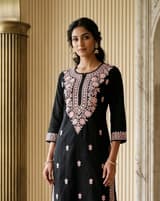 Plum Wine Handcrafted Chikankari Kurti (No. 095) — Secondary Angle