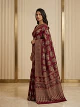 Powder Coral Handcrafted Bandhani Festive Saree (No. 007) — Secondary Angle