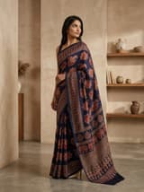 Indigo Blue Handcrafted Bandhani Festive Saree (No. 010) — Secondary Angle