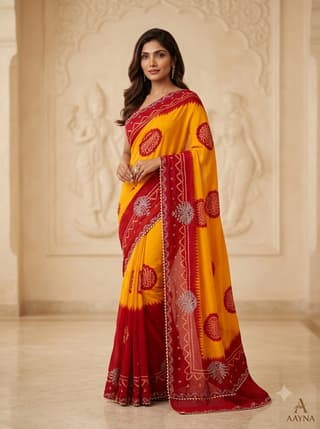 Crimson Red Handcrafted Bandhani Festive Saree (No. 011)