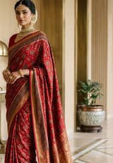 Powder Coral Handcrafted Bandhani Festive Saree (No. 017) — Secondary Angle