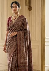 Crimson Red Handcrafted Bandhani Festive Saree (No. 021) — Secondary Angle