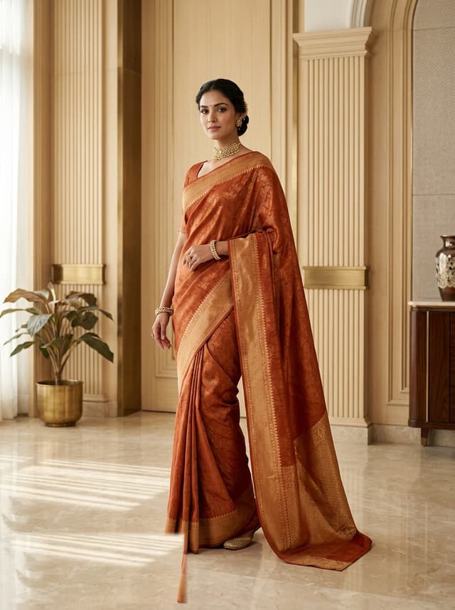 Ochre Mustard Handcrafted Bandhani Festive Saree (No. 024)