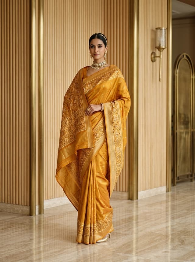 Powder Coral Handcrafted Bandhani Festive Saree (No. 027)