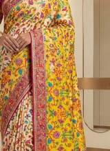 Ochre Mustard Handcrafted Bandhani Festive Saree (No. 034) — Artisanal Detail View