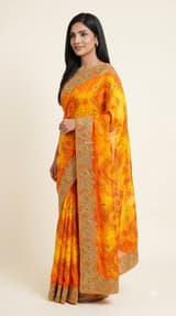 Emerald Forest Handcrafted Bandhani Festive Saree (No. 036) — Primary Hero View