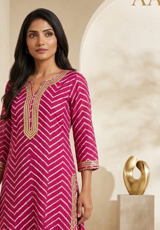 Plum Wine Handcrafted Chikankari Kurti (No. 015) — Secondary Angle
