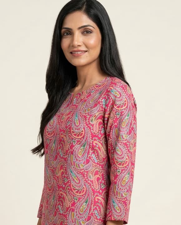 Ochre Mustard Handcrafted Chikankari Kurti (No. 031) — Secondary Angle
