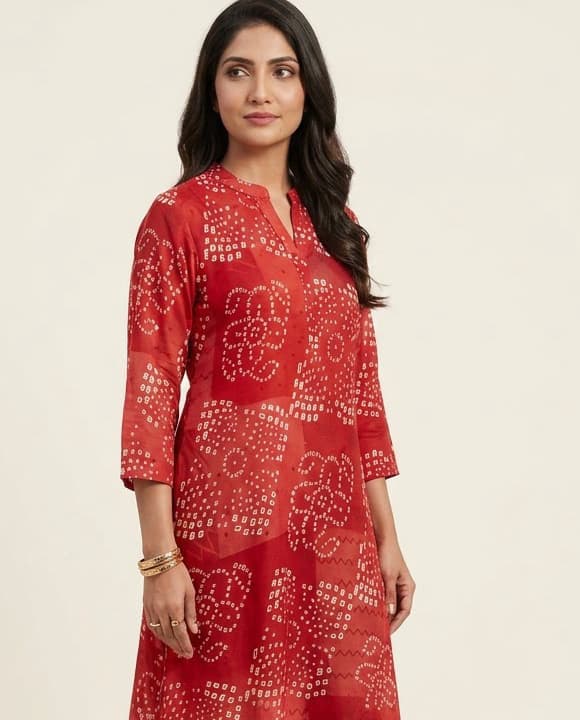 Emerald Forest Handcrafted Chikankari Kurti (No. 033) — Secondary Angle