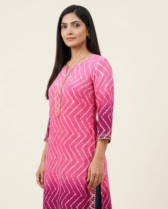 Indigo Blue Handcrafted Chikankari Kurti (No. 037) — Secondary Angle