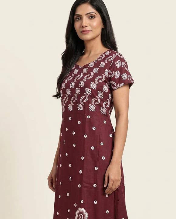Peacock Teal Handcrafted Chikankari Kurti (No. 039) — Secondary Angle