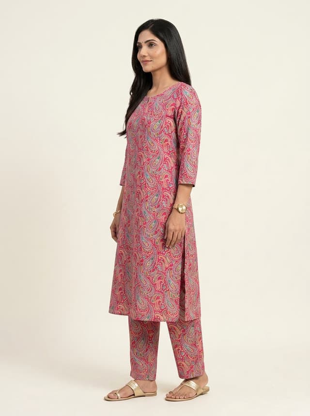 Rani Fuchsia Handcrafted Chikankari Kurti (No. 042) — Primary Hero View