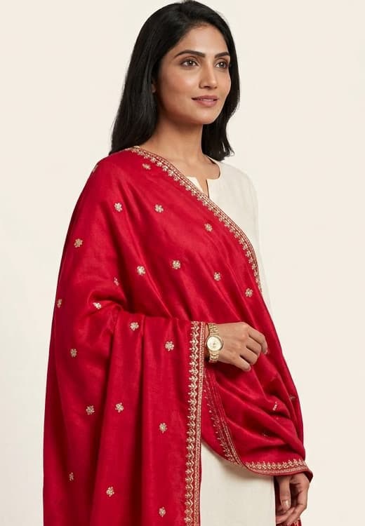 Plum Wine Handcrafted Chikankari Kurti (No. 045) — Secondary Angle