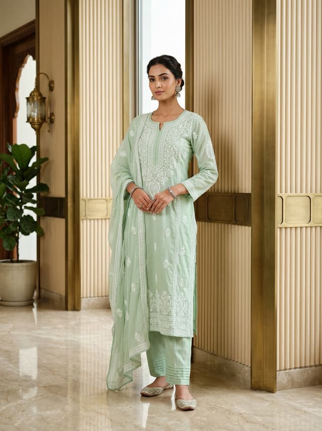 Ivory Pearl Handcrafted Chikankari Kurti (No. 046) — Primary Hero View