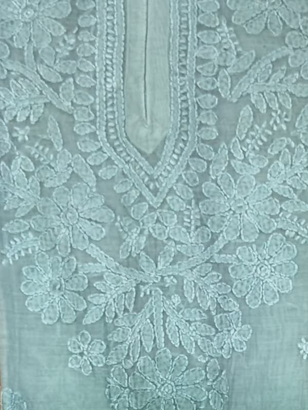 Rani Fuchsia Handcrafted Chikankari Kurti (No. 072) — Artisanal Detail View