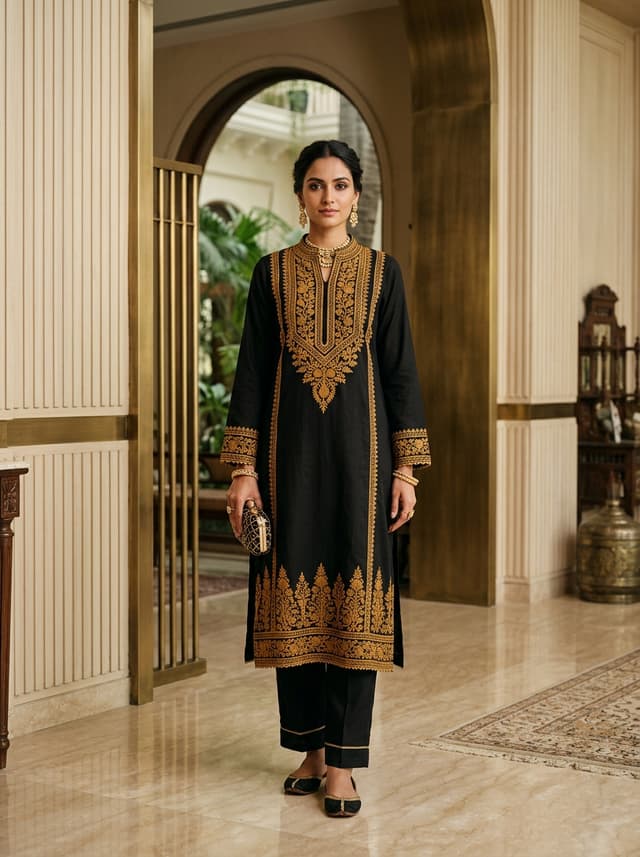 Royal Sapphire Handcrafted Chikankari Kurti (No. 090) — Primary Hero View