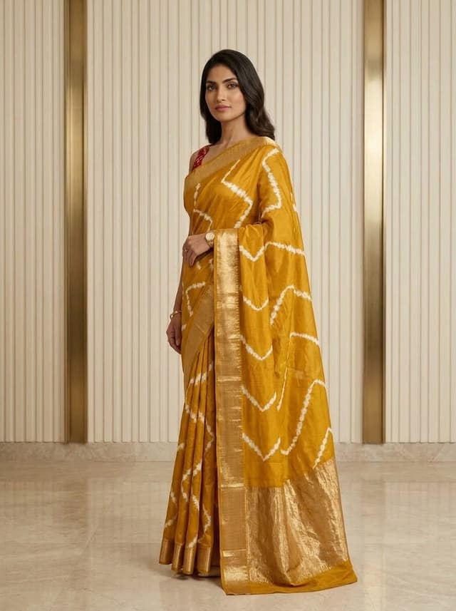 Emerald Forest Handcrafted Bandhani Festive Saree (No. 006) — Secondary Angle