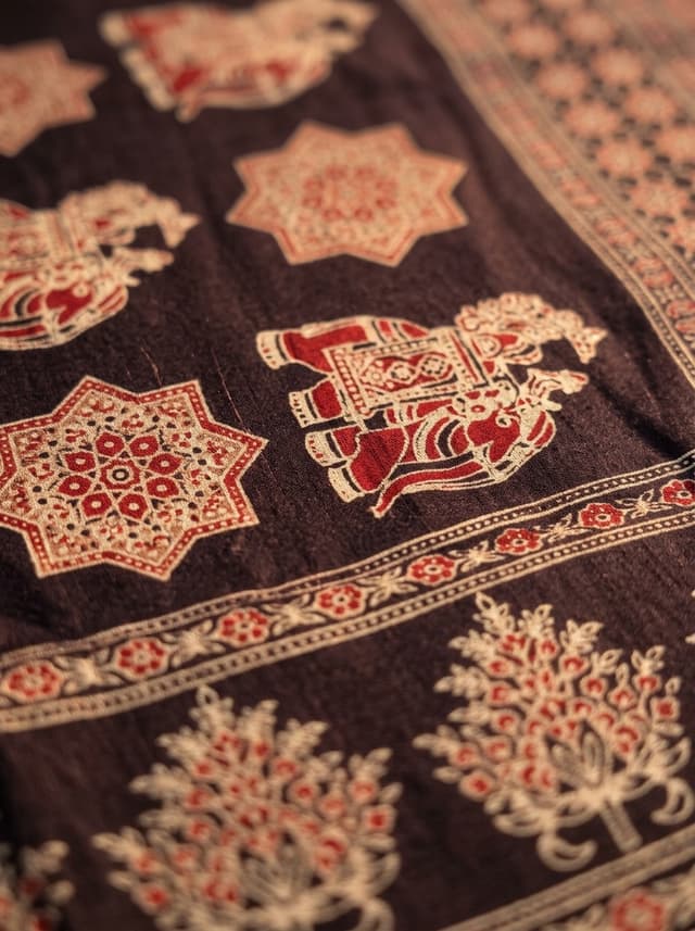 Plum Wine Handcrafted Bandhani Festive Saree (No. 008) — Artisanal Detail View